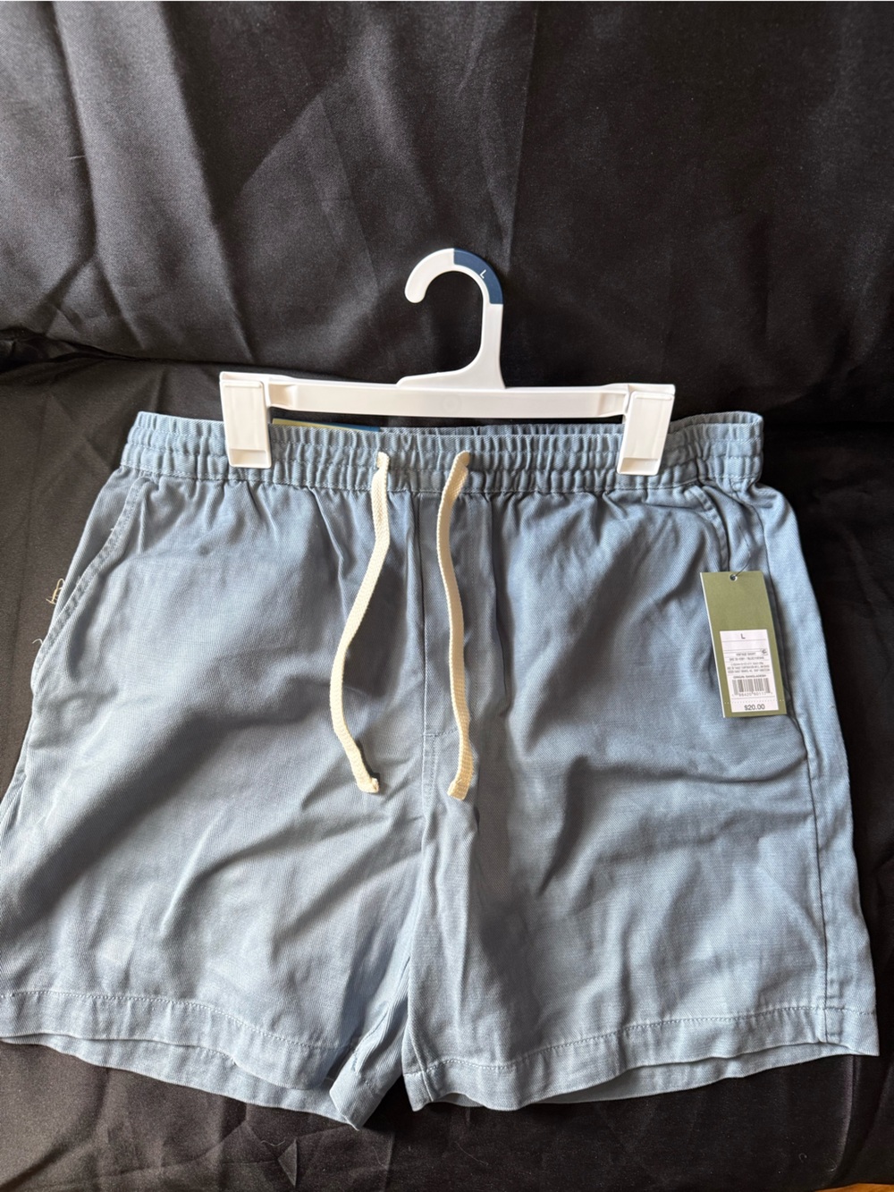 New Light Blue Drawstring Pull On Waist Shorts Size Large